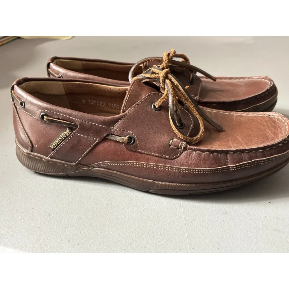 Mephisto Spinnaker Boat‎ Shoes Mens 11 Brown Leather Slip On Comfort Loafers